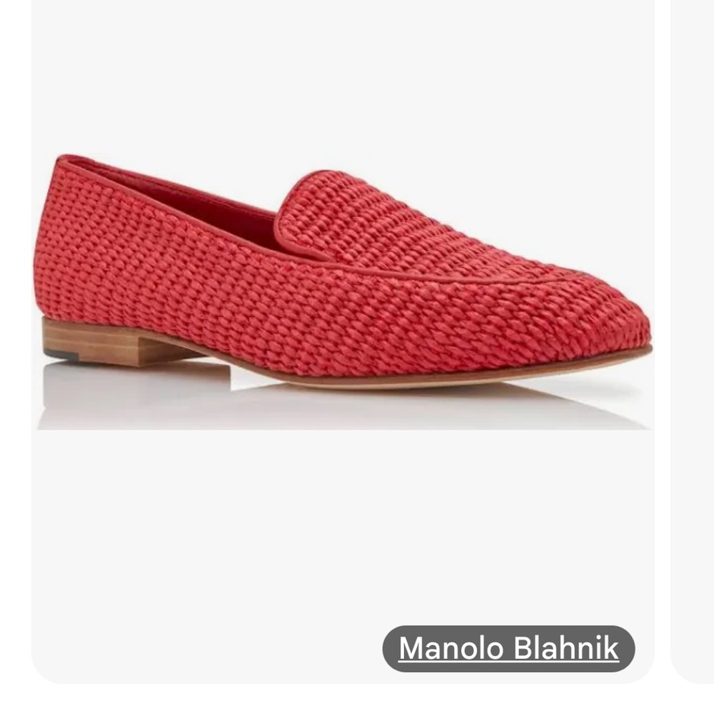 Manolo Blahnik Red Pitakara Woven Loafers